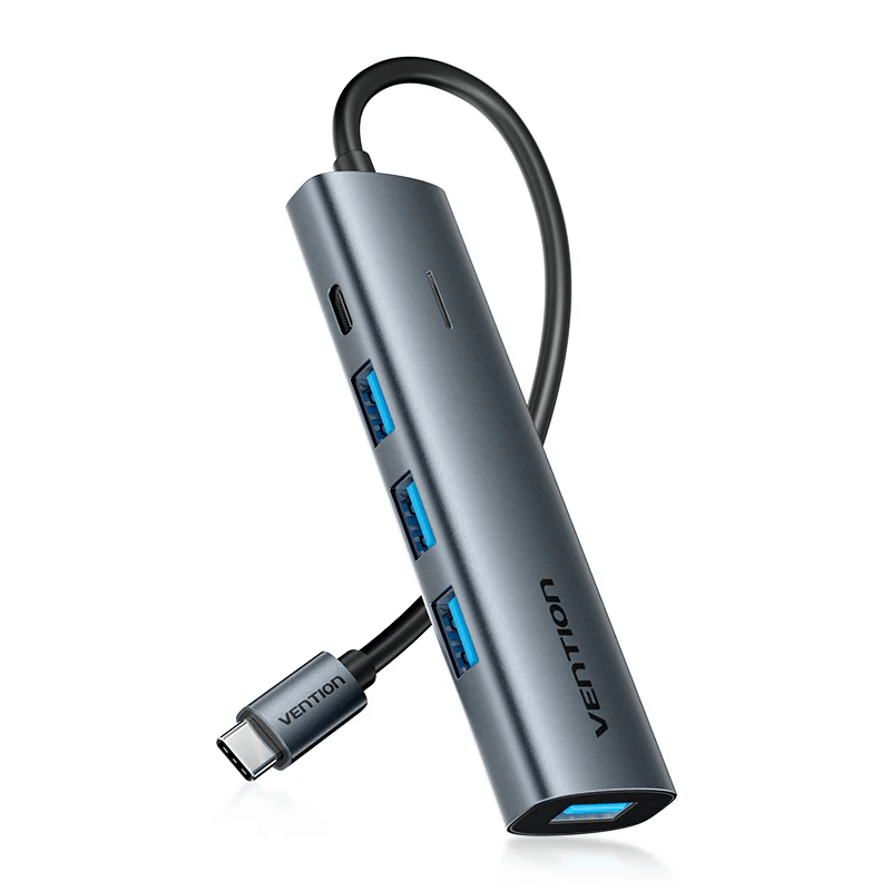 Vention 5-in-1 USB-C Hub with multiple USB ports for versatile connectivity and fast data transfer.