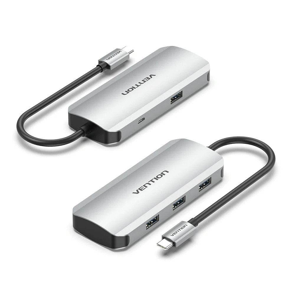 Vention 5-in-1 USB 3.0 Hub with multiple ports and aluminum alloy design.