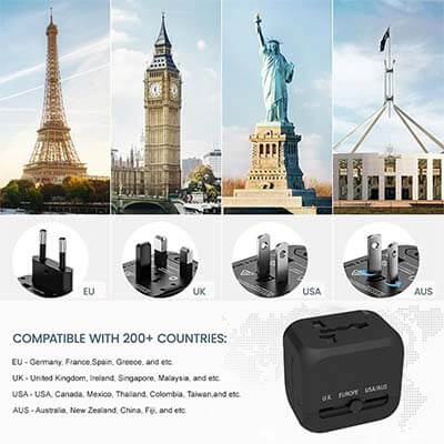 3 in 1 Universal Travel Adaptor with type C Corporate Gifts Singapore