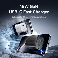 Vention 2-Port USB (C + C) GaN Charger 45W