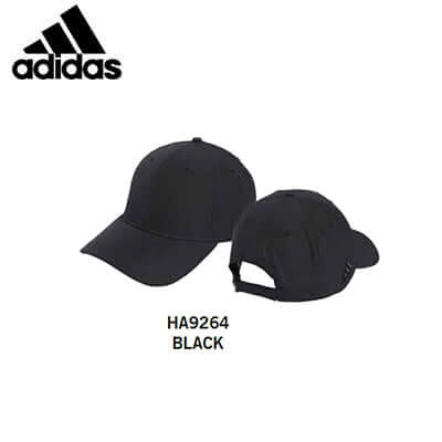 Adidas Crestable Golf Performance Cap in black, featuring pre-curved brim and adjustable snapback for a perfect fit.