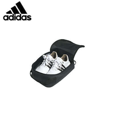 Adidas Grey Golf Shoe bag with golf shoes inside, ideal for organizing and protecting footwear.