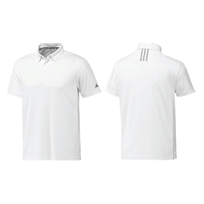 Adidas M SS Polo-T Shirt in white, features self-fabric collar, moisture-wicking fabric, ideal for corporate gifts.