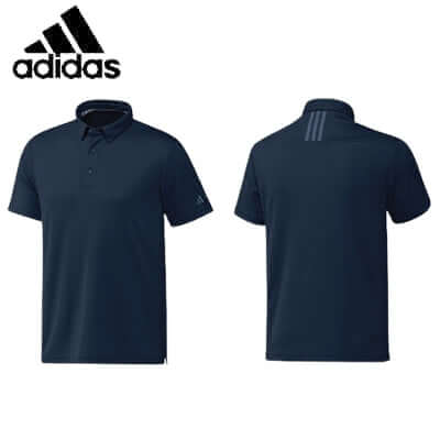 Adidas M SS Polo-T Shirt in navy with a self-fabric collar and hidden button-down design, ideal corporate gift.