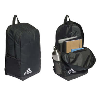 Adidas Motion Backpack showing durable design, ample storage, and eco-friendly materials, ideal for corporate gift.