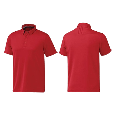 Adidas M SS Polo-T Shirt in vibrant red, featuring a self-fabric collar and moisture-wicking fabric.