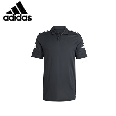 Adidas Squadra25 Cotton Polo Shirt in black, perfect for sports fans and as a corporate gift.