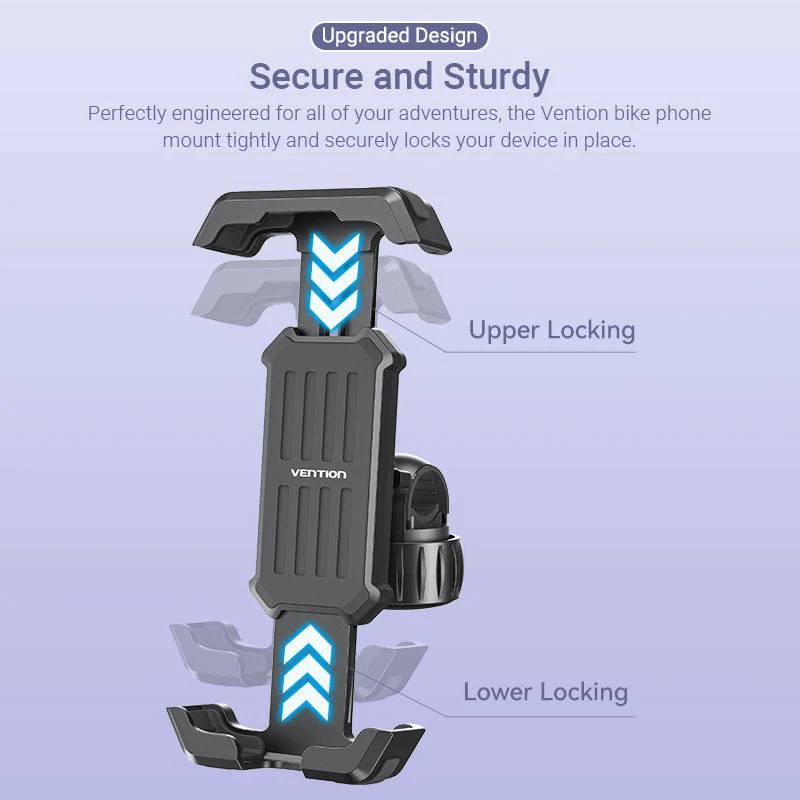 Vention 360° Bike Phone Mount with secure locking mechanism for optimal device protection during cycling.