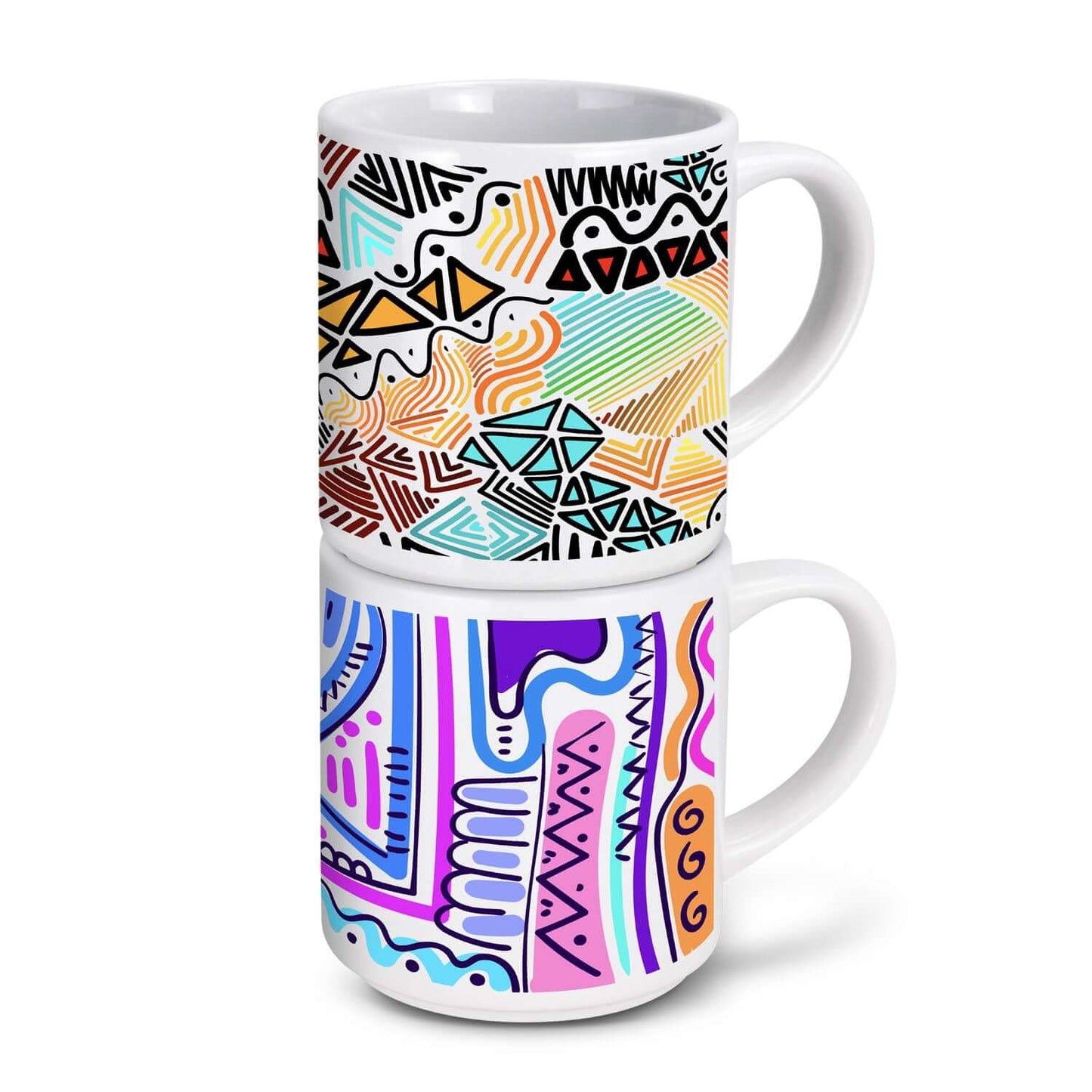 Arista Stackable Coffee Mug featuring bold designs, perfect for corporate gift Singapore with stackable ceramic mugs.