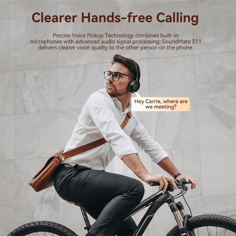 Vention Wireless On-Ear Headphones SoundMate offering clearer hands-free calling while riding a bike.