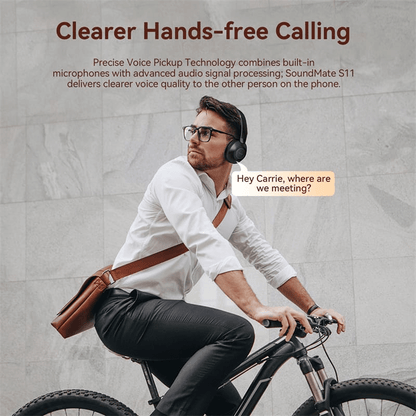 Vention Wireless On-Ear Headphones SoundMate offering clearer hands-free calling while riding a bike.