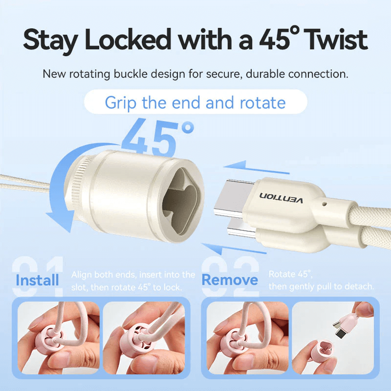 Vention Compact 20000mAh Power Bank 22.5W with rotating buckle for secure connection