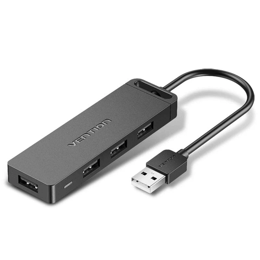 Vention 5-in-1 USB 2.0 Hub with 4 Ports for seamless connectivity and power for external hard drives.