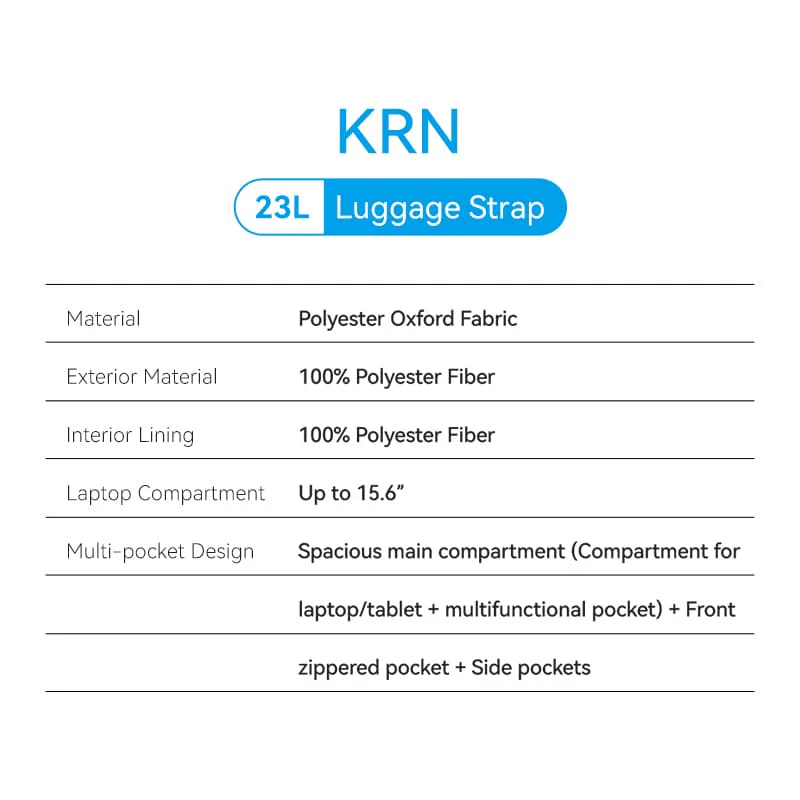 Specifications of Vention Water-Repellent Laptop Backpack KRNB0 with details on materials and compartments.