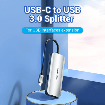 Vention 5-in-1 USB 3.0 Hub, USB-C to USB 3.0 splitter for device connectivity extension.