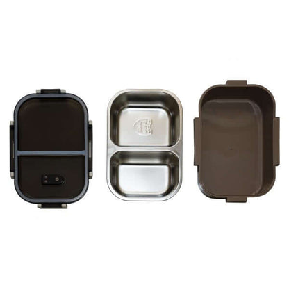 Stainless Steel Lunch box with 2 Slots, features a durable design and two compartments for meal separation.