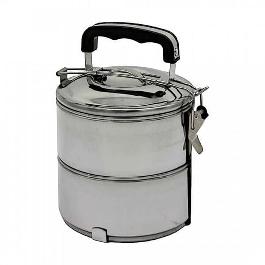 2 Layers Stainless Steel Lunch Box with handle, durable design for meal storage, ideal corporate gift.