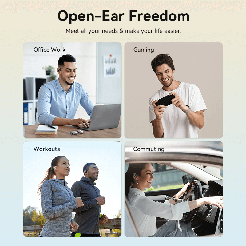 Vention Wireless Bluetooth Open Ear Headphones OpenBeat for office work, gaming, workouts, and commuting.