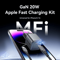 Vention 1-Port USB-C GaN Charger (20W) with USB-C to Lightning Cable (1M)