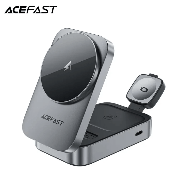 Acefast Desktop 3-in-1 Wireless Charger for smartphones, smartwatches, and earbuds, ideal corporate gift.