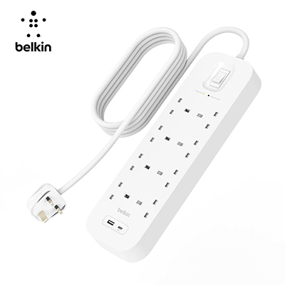 Belkin 8Way 2M Surge Protection Strip with USB A + C Corporate Gifts Singapore