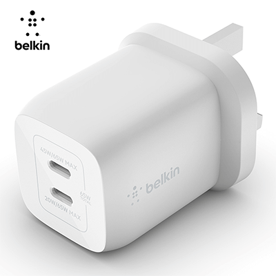 Belkin WCH013 BoostCharge Pro Dual USB-C GaN Wall Charger with PPS 65W Corporate Gifts Singapore