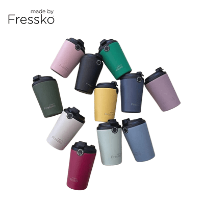 Made By Fressko Camino 12oz Insulated Stainless Steel Cup in various colors, perfect as a Corporate Gift.