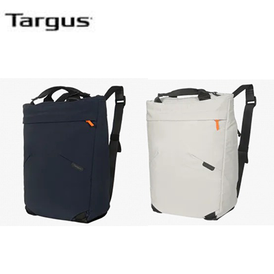 Targus 16” Terra 3-in-1 Totepack in navy and white, eco-friendly hybrid bag for corporate gifting.