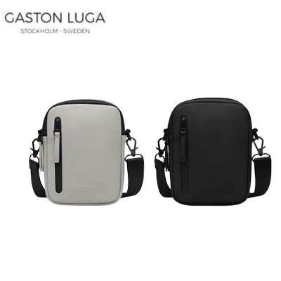 Gaston Luga Dash Verti Crossbody in black and light gray, stylish and functional corporate gift.
