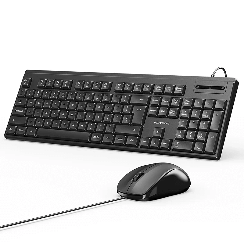 Vention USB Wired Full-Sized Silent Slim Keyboard and Mouse Combo for comfortable typing and gaming experience.
