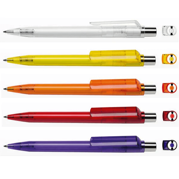 Maxema Ball Pen DOT D1 in various colors including white, yellow, orange, red, and purple, ideal for corporate gifts.
