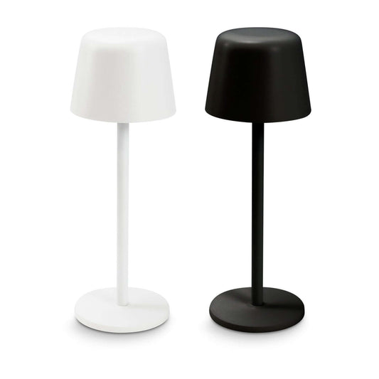 Ember Rechargeable Table Lamp in black and white, eco-friendly design perfect as a corporate gift.