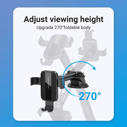 Vention Car Phone Mount with Triangular Point Fixation adjustable viewing height for convenient smartphone access.
