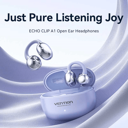 Vention ECHO CLIP A1 Open Ear Headphones in a stylish case for superior sound quality and comfort.