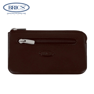 BRIC’S Monte Rosa Key Case in dark brown leather with zip pocket for organized key storage.