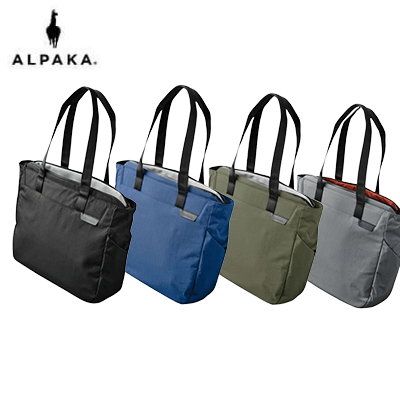 ALPAKA Metro Tote Bag in black, blue, olive green, and gray, perfect for corporate gifts and urban living.