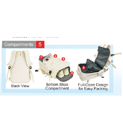 Premium Nylon Backpack with 5 Compartment