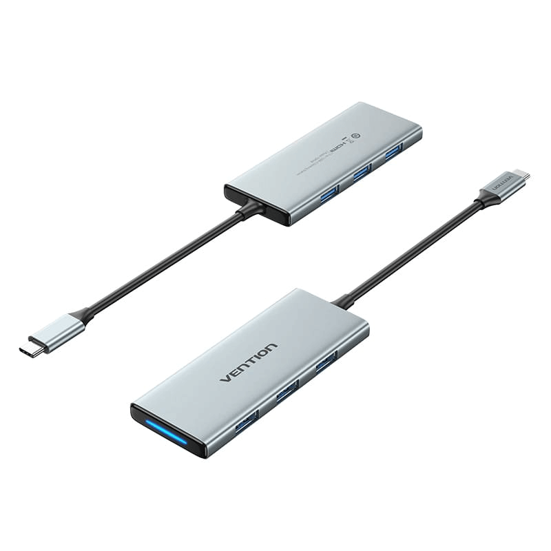 Vention 7-in-1 USB-C Hub featuring multiple ports for versatile connectivity in a sleek design.