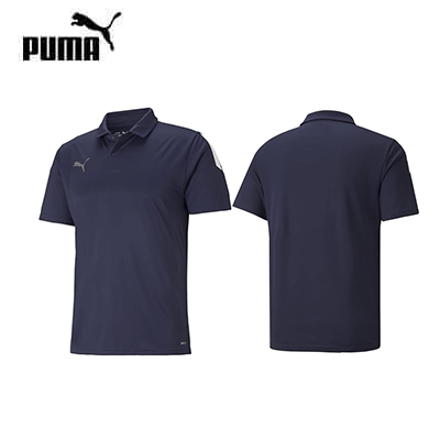 PUMA Teamliga Sideline Polo Shirt in navy, eco-friendly stylish polo for casual and athletic wear, perfect corporate gift.