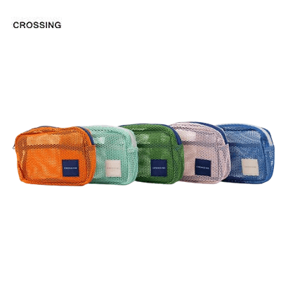Crossing Jules Everywhere Mesh Pouch in multiple colors, perfect for organization and as a corporate gift.