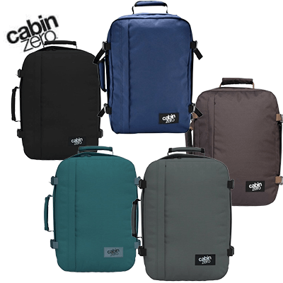 Cabinzero Classic Ultra Light Cabin Bag With Luggage Trackers 36L in various colors, perfect for corporate gifts.