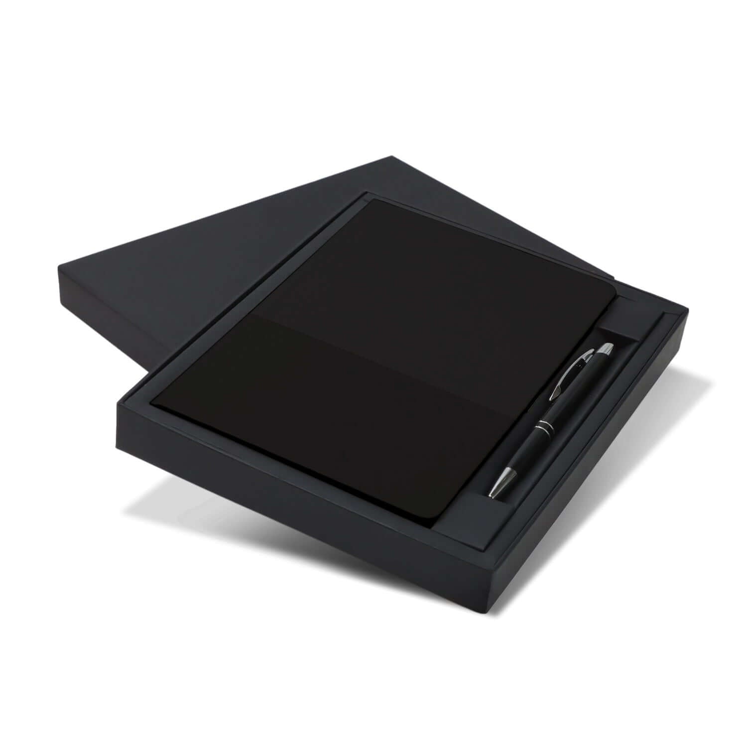 Harvard Notebook and Pen Gift Set presented in an elegant black box with a sleek pen.