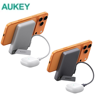 Aukey PB-MS20 MagFusion Vista 10000mAh 15W Wireless Power Bank w Built in Cable CCC Certified
