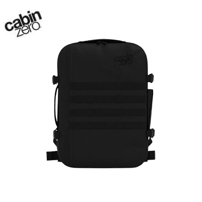 Cabinzero Military Cabin Bag With Luggage Trackers 36L - durable black backpack for travel and adventure.