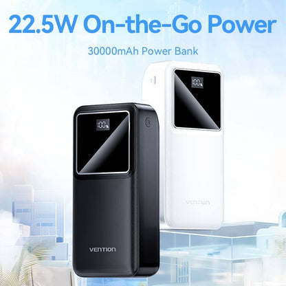 Vention 30000mAh Power Bank 22.5W in black and white design for corporate gift solutions.