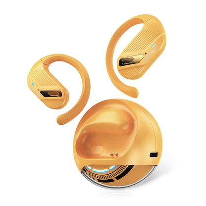 Vention Wireless Bluetooth Open Ear Headphones OpenBeat in stylish yellow design with seamless spherical case.