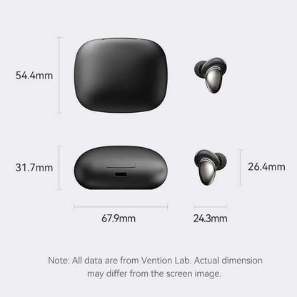 Vention True Wireless Bluetooth Earbuds Tiny dimensions showing the charging case and earbuds for a corporate gift.