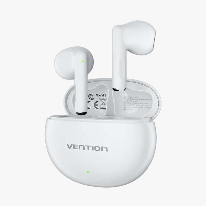 Vention True Wireless Bluetooth Earbuds charging in case, showcasing their stylish design for a corporate gift.