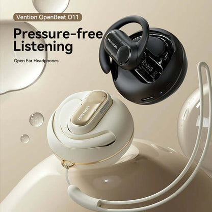Vention Wireless Bluetooth Open Ear Headphones OpenBeat showcasing pressure-free listening in two color options.
