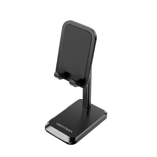 Vention Height Adjustable Desktop Cell Phone Stand in sleek black design, perfect for corporate gift and versatile use.